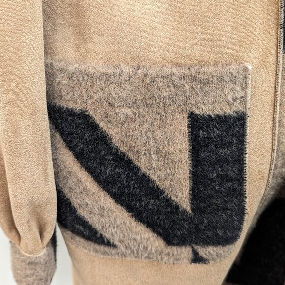 Alex Max Reversible Coat Taupe with black accents - Picture 2 of 4